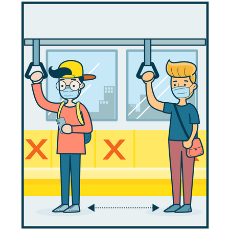 Distanciamento social no metrô  Ilustração