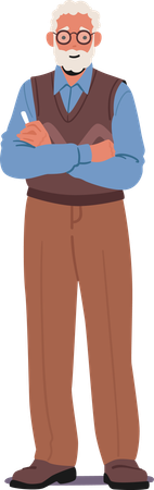 Distinguished Senior Male Teacher Character  Illustration