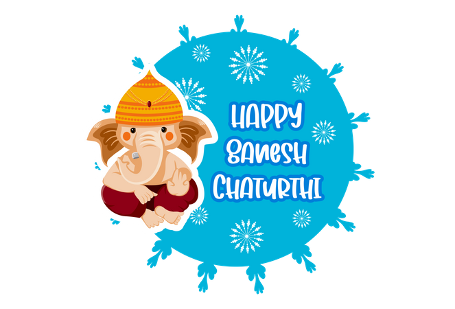 Distintivo de feliz ganesh chaturthi  Ilustração