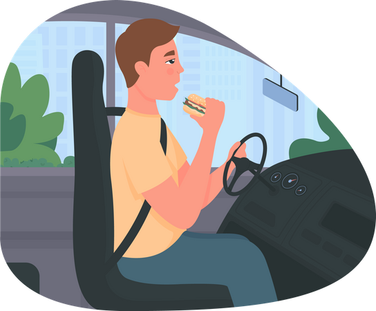 Distracted driving  Illustration