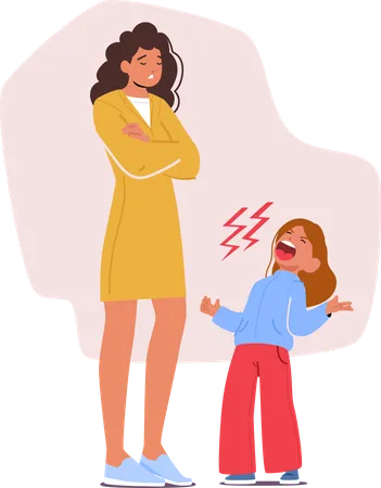Distraught Child Unleashes Piercing Screams In A Tantrum Leaving A Despondent Mother Character Grappling With The Challenge Of Soothing Her Inconsolable Little One Cartoon People Vector Illustration Illustration