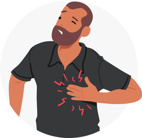 Distressed Man feeling Heart Attack  Illustration