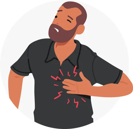 Distressed Man feeling Heart Attack  Illustration