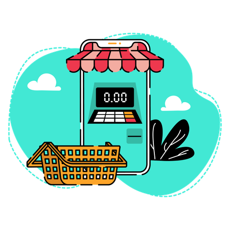 Distributeur automatique de billets depuis une application de commerce électronique  Illustration