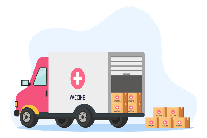 Distribution de vaccins contre le coronavirus par transport par camion  Illustration