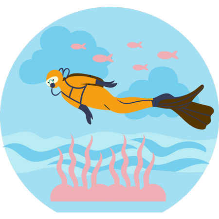 Diver in ocean  Illustration