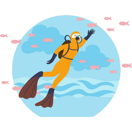 Diver in ocean  Illustration