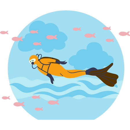 Diver in under water Illustration
