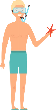 Diver man in swimming suit Illustration