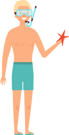 Diver man in swimming suit  Illustration