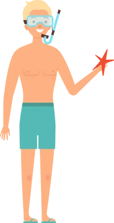 Diver man in swimming suit  Illustration