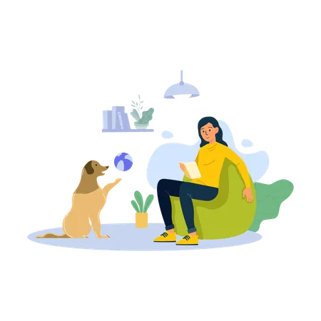 Diversão em ambientes fechados com cachorro de estimação  일러스트레이션