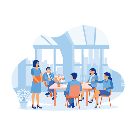 Diverse Business Professionals Holding Meeting In Office  Illustration
