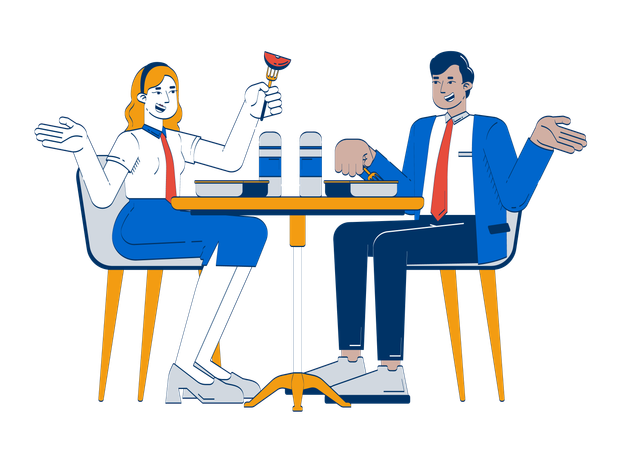 Diverse colleagues on lunch break together  Illustration