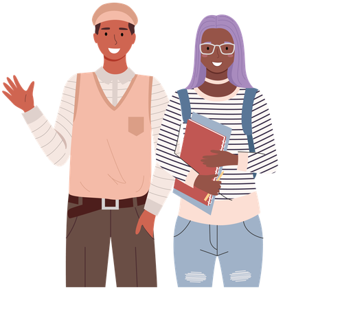 Diverse college student standing together  Illustration