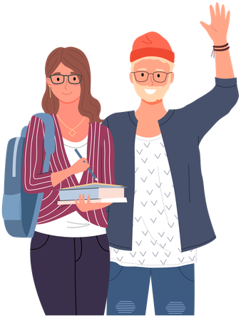 Diverse college student standing together  Illustration