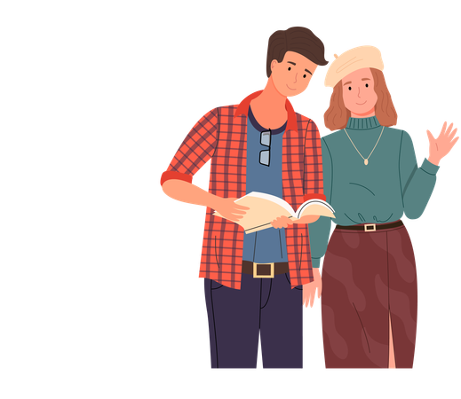 Diverse college student standing together  Illustration