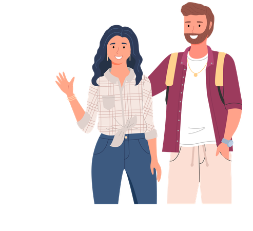 Diverse college student standing together  Illustration