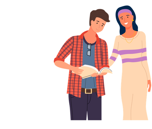 Diverse college student standing together  Illustration