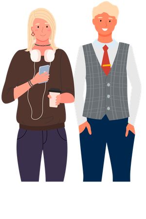 Diverse college student standing together  Illustration