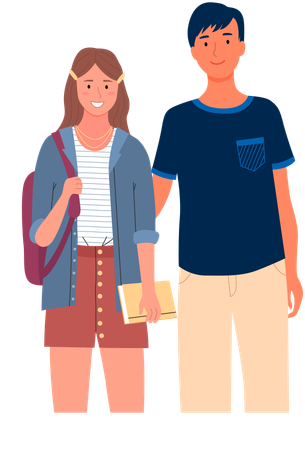 Diverse college student standing together  Illustration
