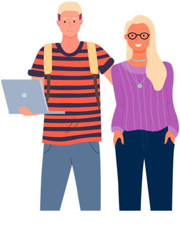 Diverse college student standing together  Illustration
