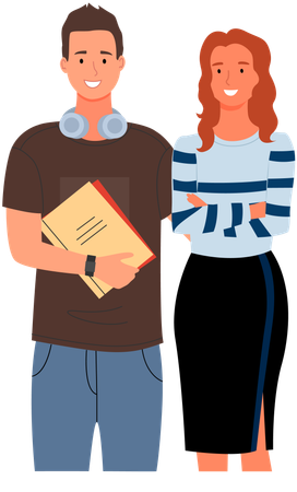 Diverse college student standing together  Illustration