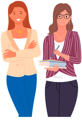 Diverse college student standing together  Illustration