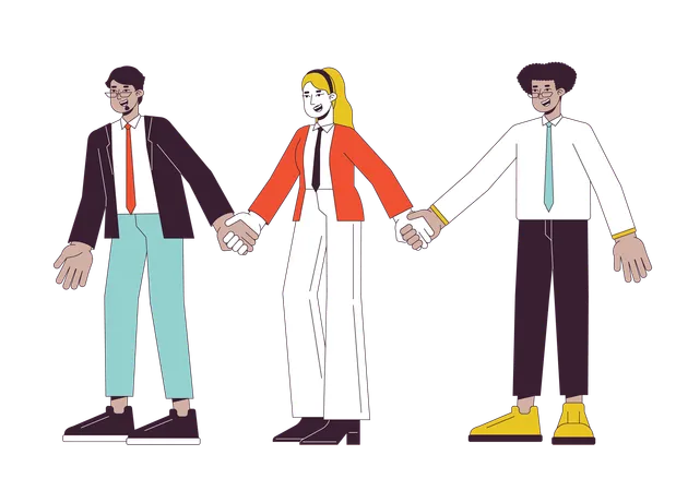 Diverse corporate employees holding hands  Illustration