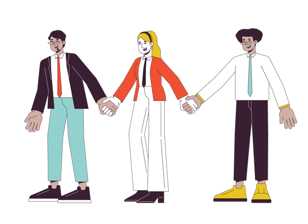 Diverse corporate employees holding hands  Illustration