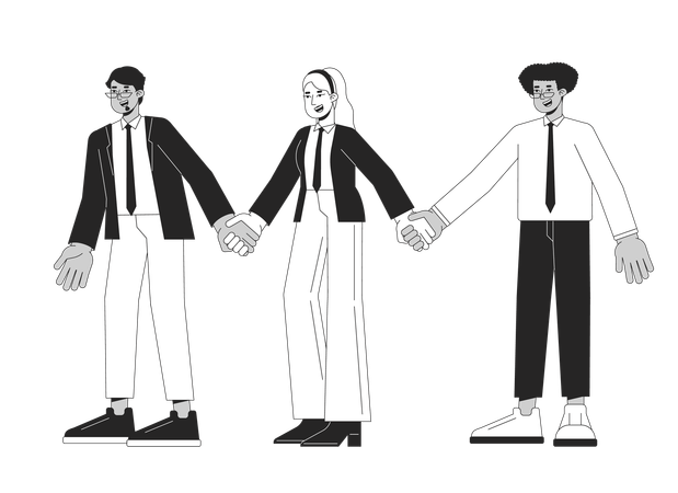 Diverse corporate employees holding hands s  Illustration