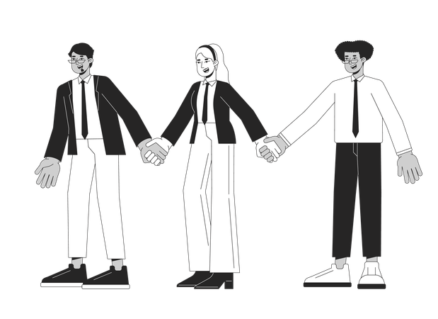 Diverse corporate employees holding handss  일러스트레이션