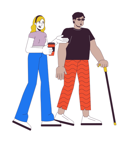 Diverse friends walking together  Illustration