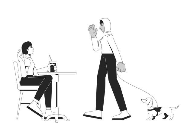 Diverse girls friends meeting  Illustration