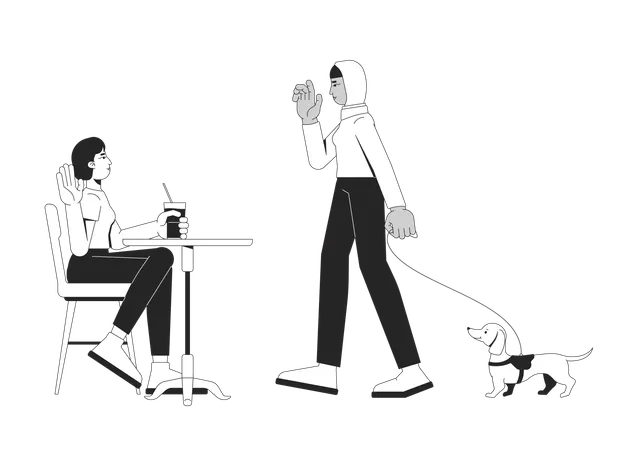 Diverse girls friends meeting  Illustration