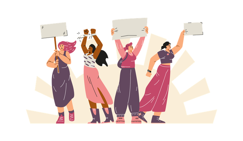 Diverse group demonstration  Illustration