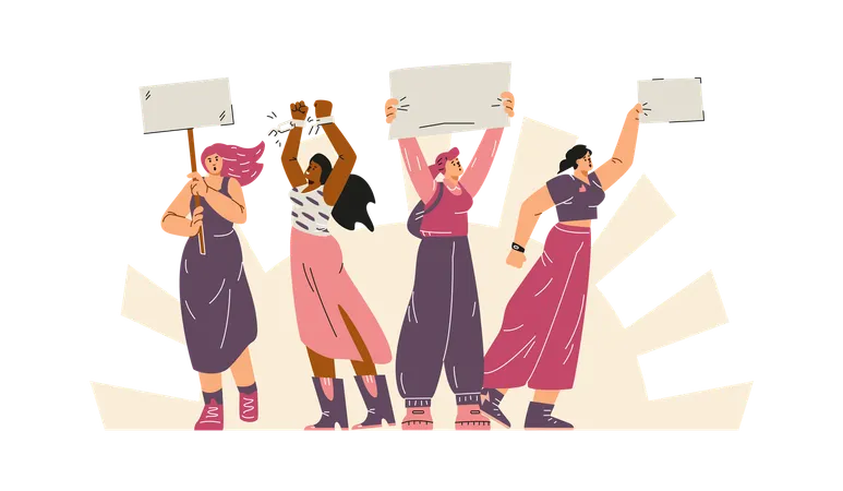 Diverse group demonstration  Illustration
