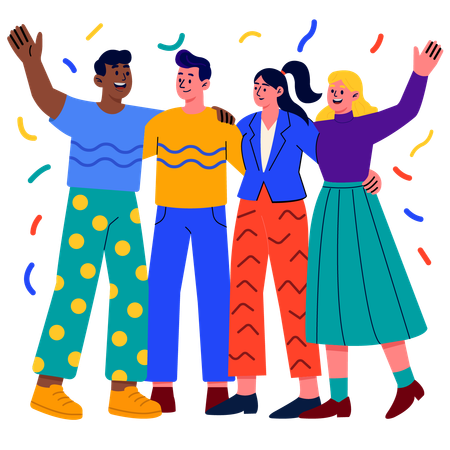 Diverse Group of Friends Celebrating Together  Illustration