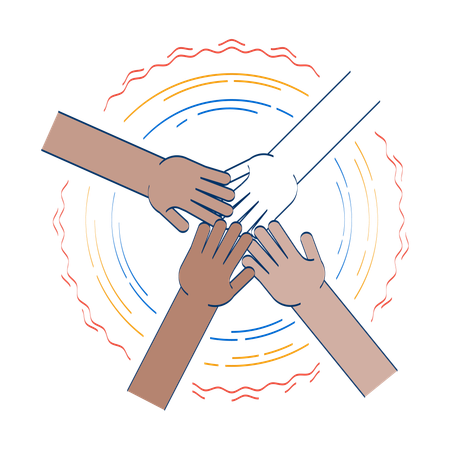 Diverse hands in unity circle  Illustration