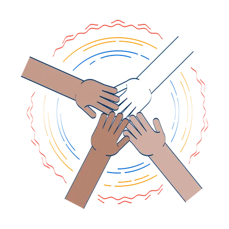 Diverse hands in unity circle  Illustration