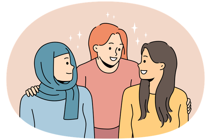 Diverse interracial women friendship  Illustration