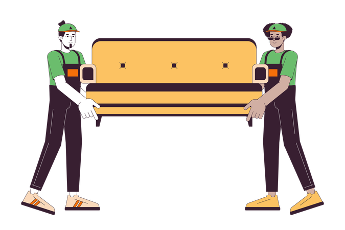 Diverse men furniture movers  Illustration