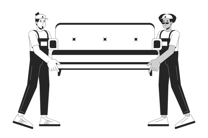 Diverse men furniture movers  Illustration