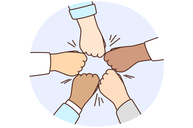 Diverse people give team fists bump  Illustration