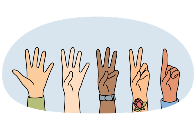 Diverse people hands showing gestures  Illustration