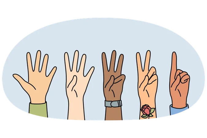 Diverse people hands showing gestures  Illustration
