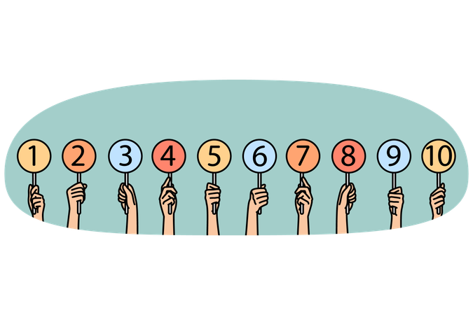 Diverse people holding numbers in hands  Illustration