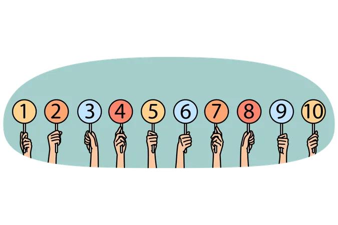 Diverse people holding numbers in hands  Illustration