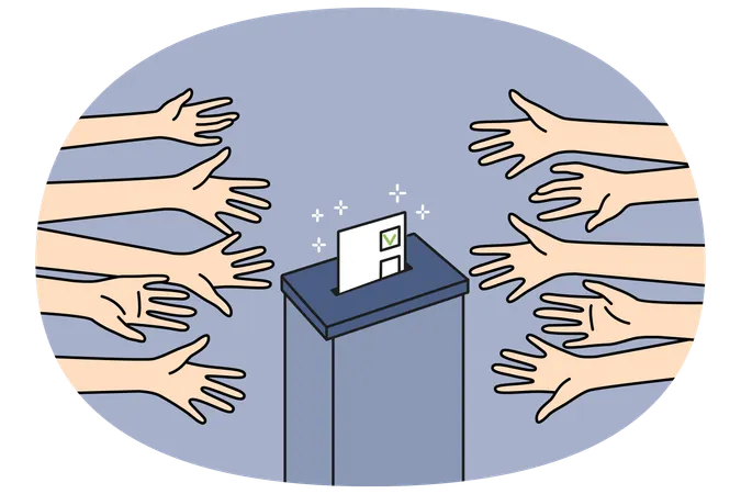 Diverse people near election box  Illustration