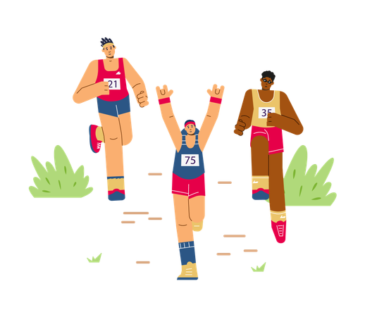 Diverse people running marathon  Illustration